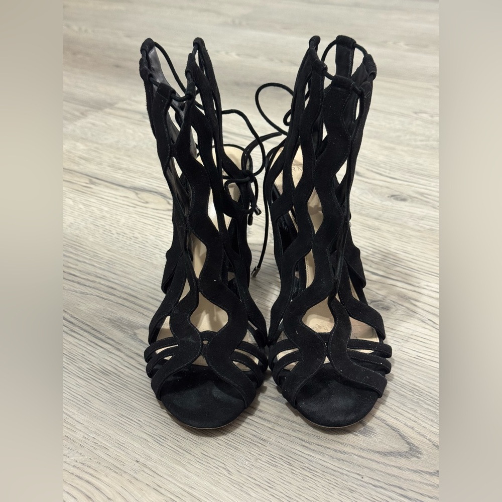 Alexandre Birman Loretta Black Suede Cutout Block Heels Size 41 /11 US $995 EUC - Picture 3 of 15